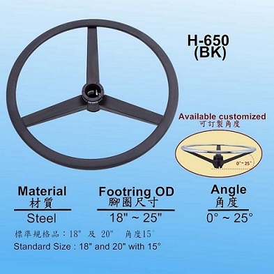 Adjustable footring w/Internal lock & release Mechanism (Steel flat ring & spoke)_BK